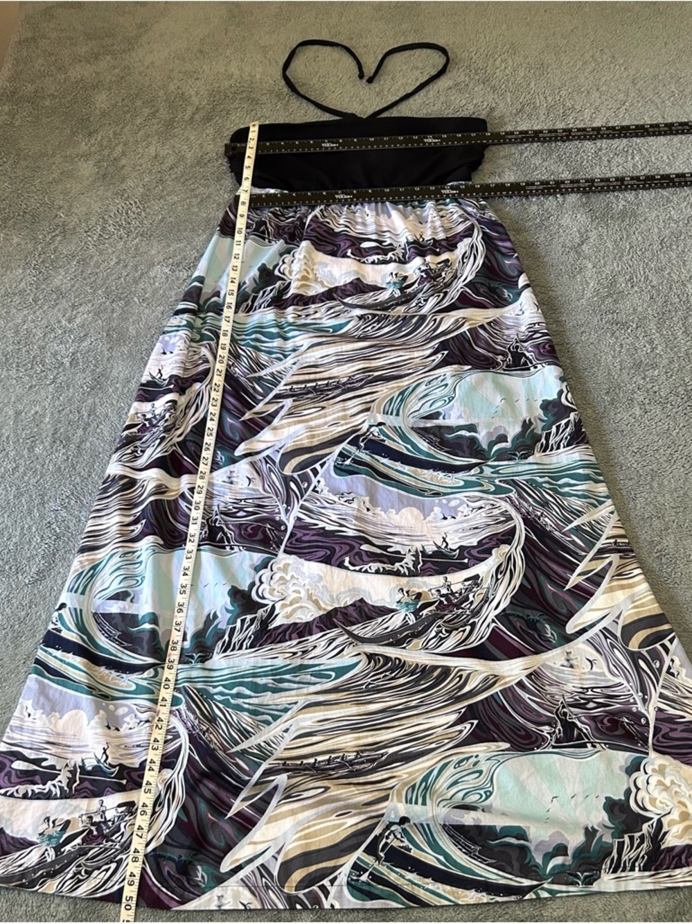 Kai Clothing Hawaii Ocean Wave Print Halter Maxi Dress XL - Picture 8 of 8